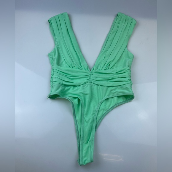 Skylar Rose Perrine Drape Front Bodysuit in Mint N251-25 - Picture 4 of 6